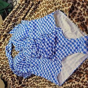 Swimsuits for All blue gingham one piece sz 14